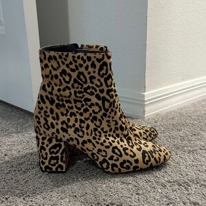 Halogen Tan Leopard Print Ankle Booties